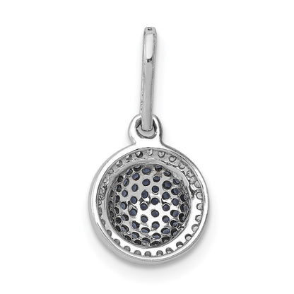 14k White Gold White/Blue Diamond Circle Cluster Pendant for Women