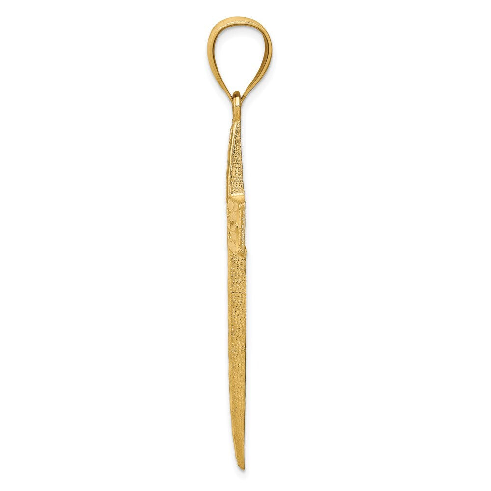 14k Yellow Gold Diamond-cut Cross Pendant for Women