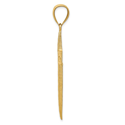 14k Yellow Gold Diamond-cut Cross Pendant for Women