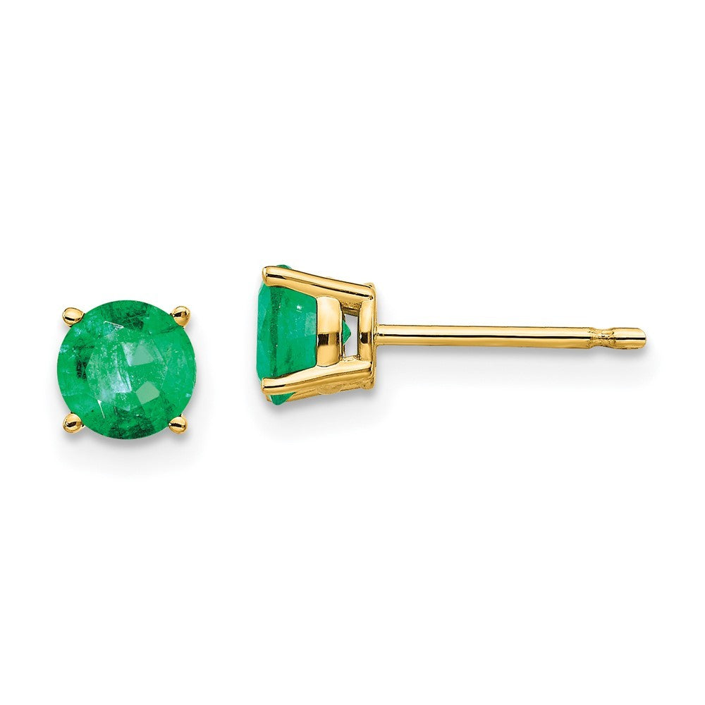 14k Yellow Gold Emerald Earrings