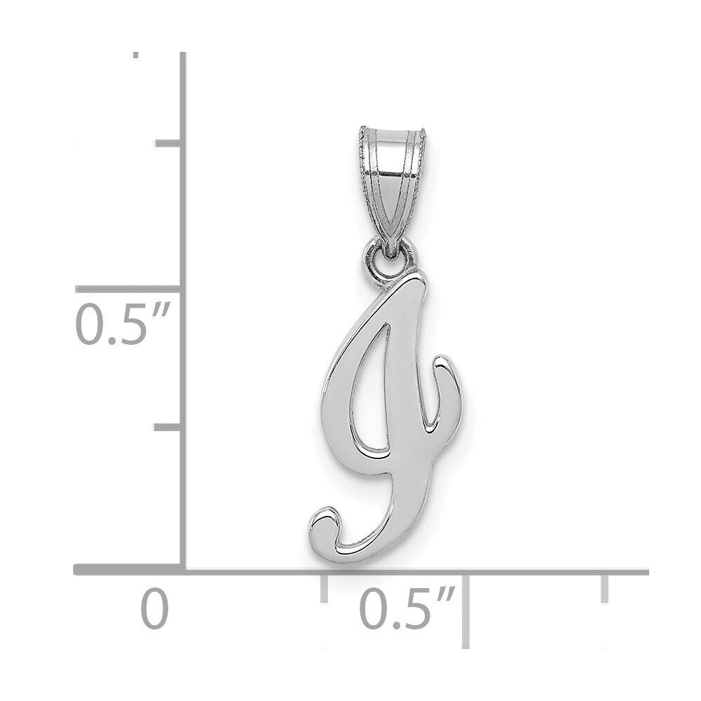 14k White Gold Script Letter I Initial Pendant for Women