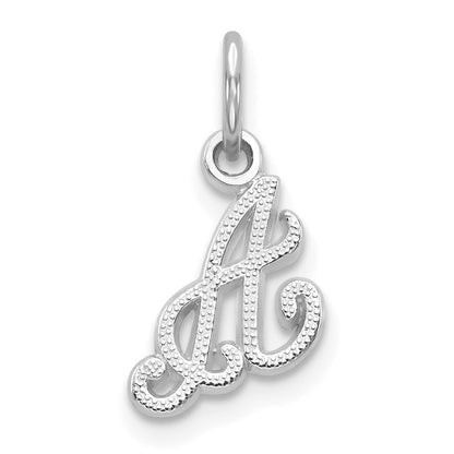 14K White White Gold Casted Script Letter A Initial Charm