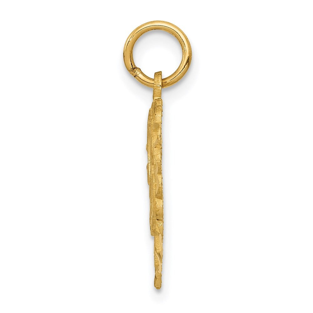 14k Yellow Gold Heart Letter A Charm Pendant
