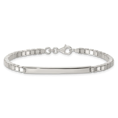 Sterling Silver Polished 3.7mm Box Chain Bracelet 8 Inch ID Bar Mens Bracelet