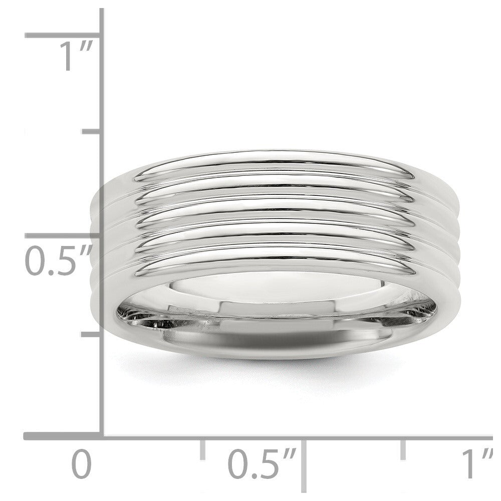 Sterling Silver 7mm Polished 5-Row Fancy Band Size 7