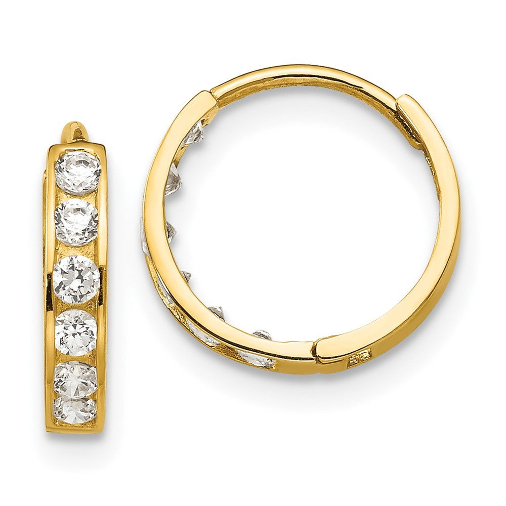 14k Yellow Gold Madi K CZ Children's Hinged Hoop Earrings
