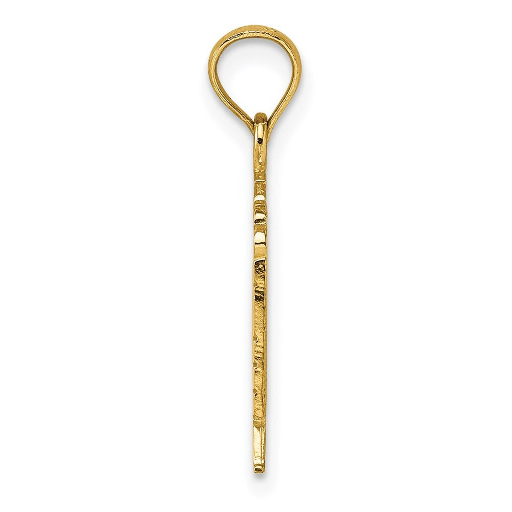 14k Yellow Gold Polished Textured God Bless America w/ Flag Charm
