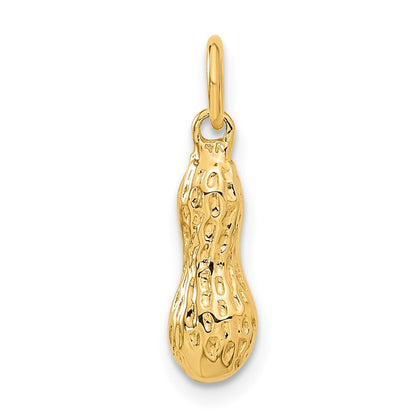14k Yellow Gold 3D Peanut Charm Pendant for Women