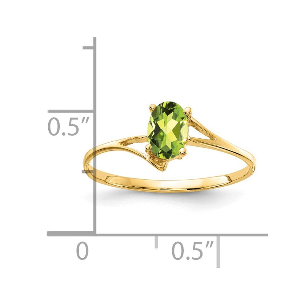 14K Yellow Gold 6x4mm Oval Peridot ring