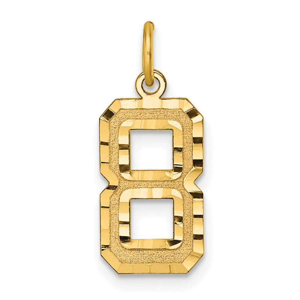 14k Yellow Gold Medium Diamond-cut Number 8 Charm