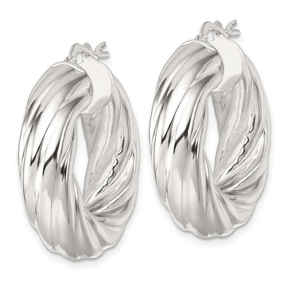 Sterling Silver Polished 8mm Twisted Tube Hoop Earrings