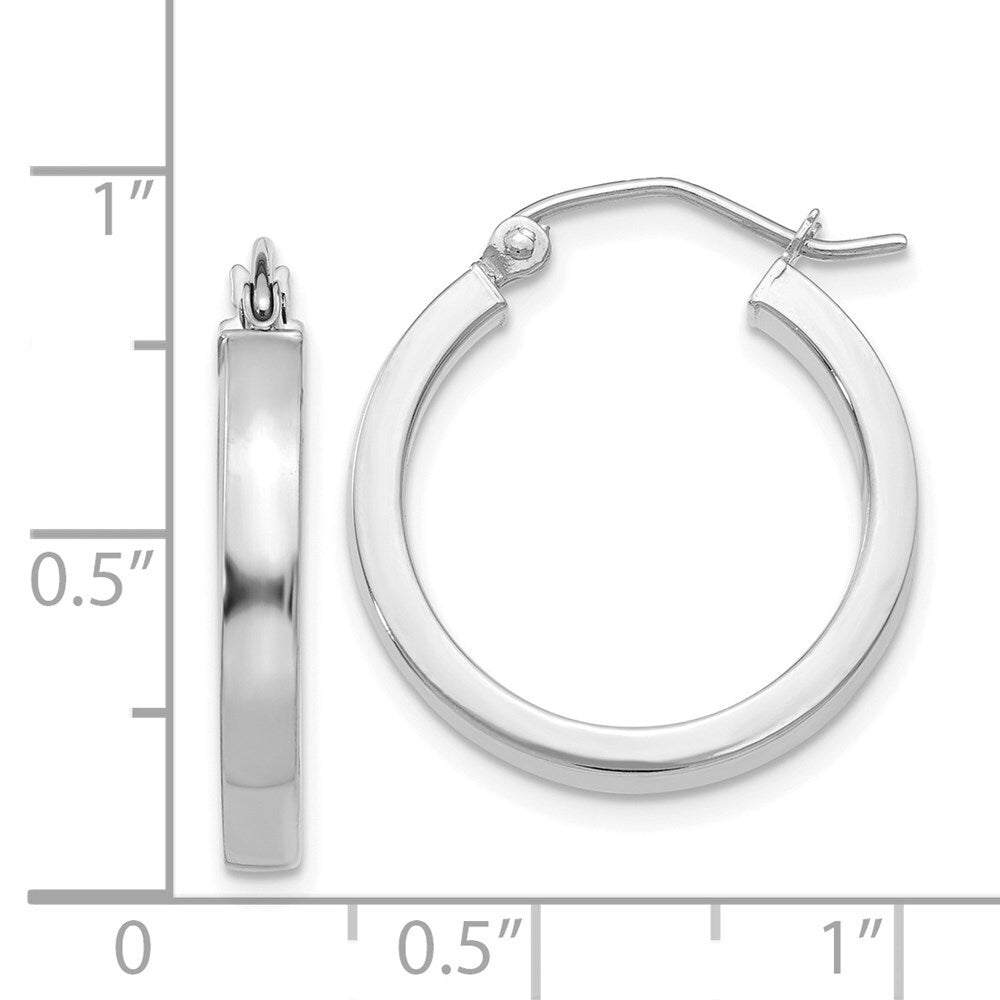 14k White Gold 2x3mm Rectangle Tube Hoop Gift for Women