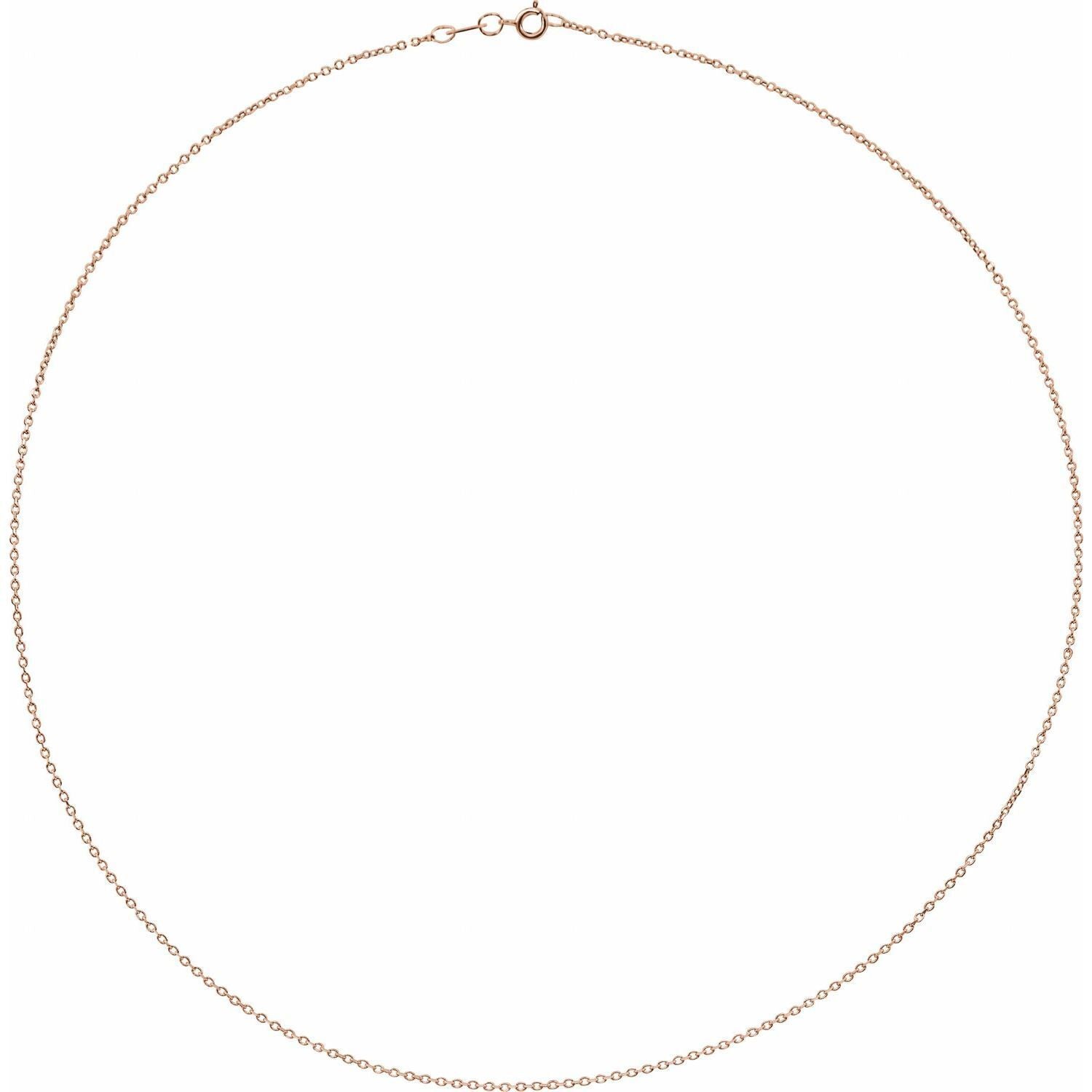 14k Rose Gold 1 mm Diamond-Cut Cable 24" Chain Necklace Fine Gift for Women