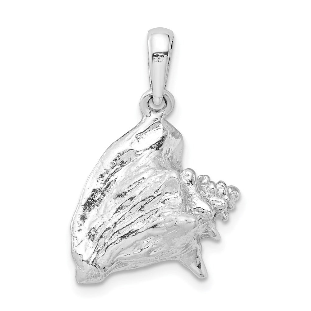 Sterling Silver Rhodium-Plated Polished 3D Conch Shell Pendant