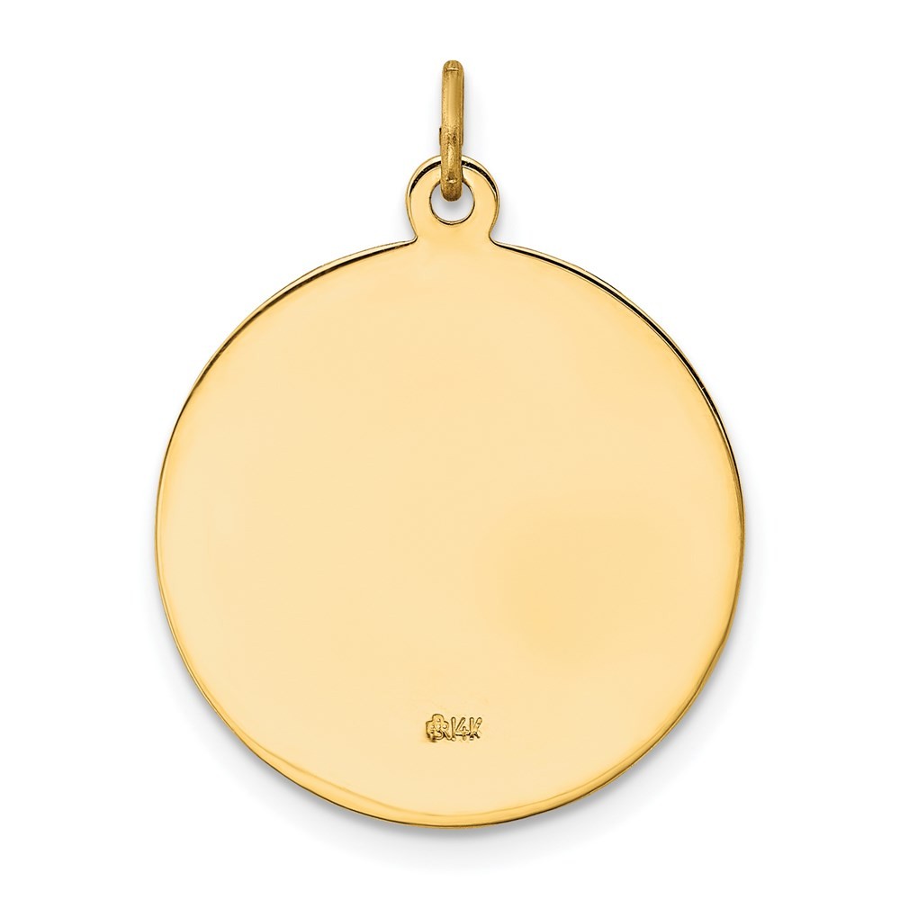 14k Yellow Gold Solid Polished Satin Medium Round St. Michael Medal