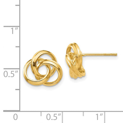 14k Yellow Gold Polished Love Knot Stud Earrings Gift for Women