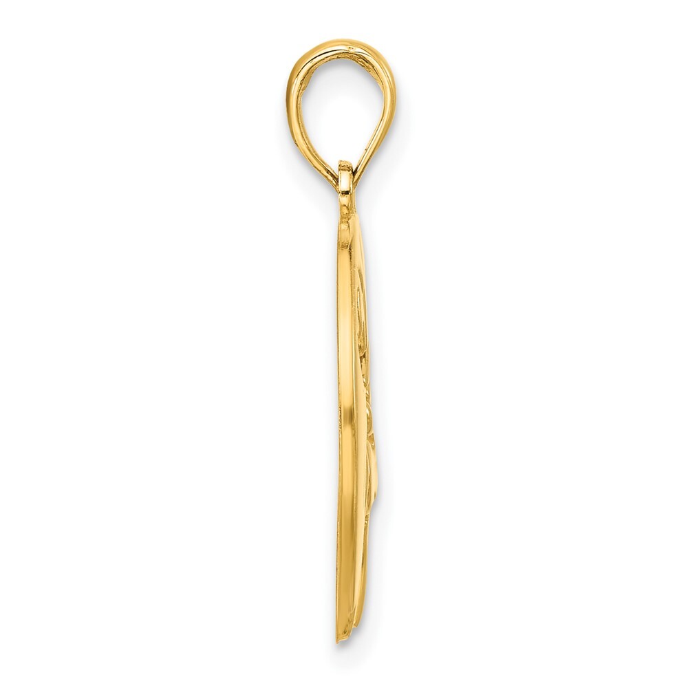 14k Yellow Gold Polished Cut-out Deer Head Circle Pendant for Women