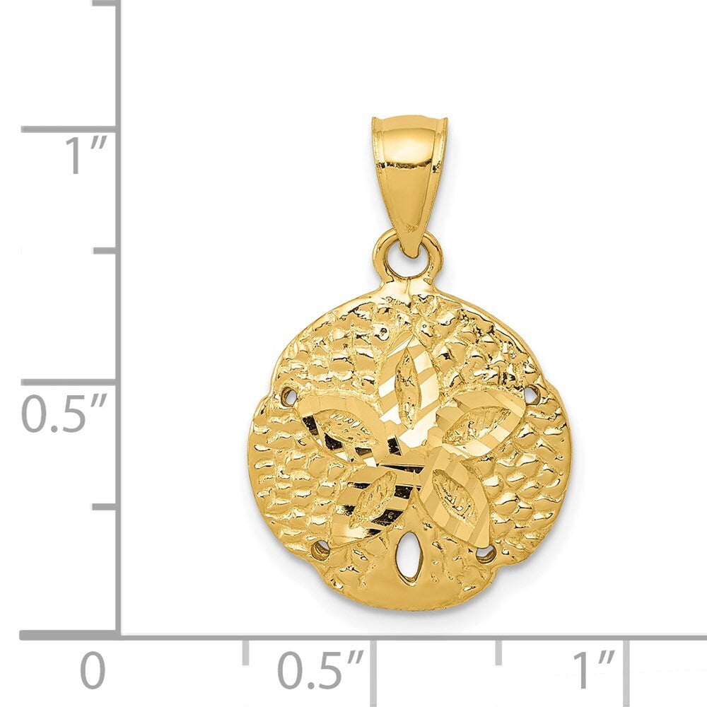 14k Yellow Gold Sand Dollar Pendant for Women