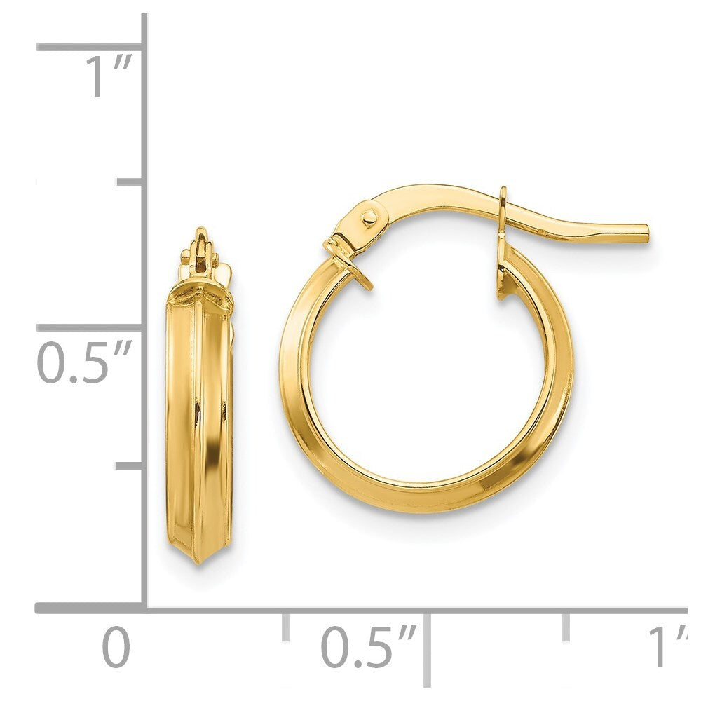14k Yellow Gold Polished Small 3mm Hoop Earrings Gift for Women