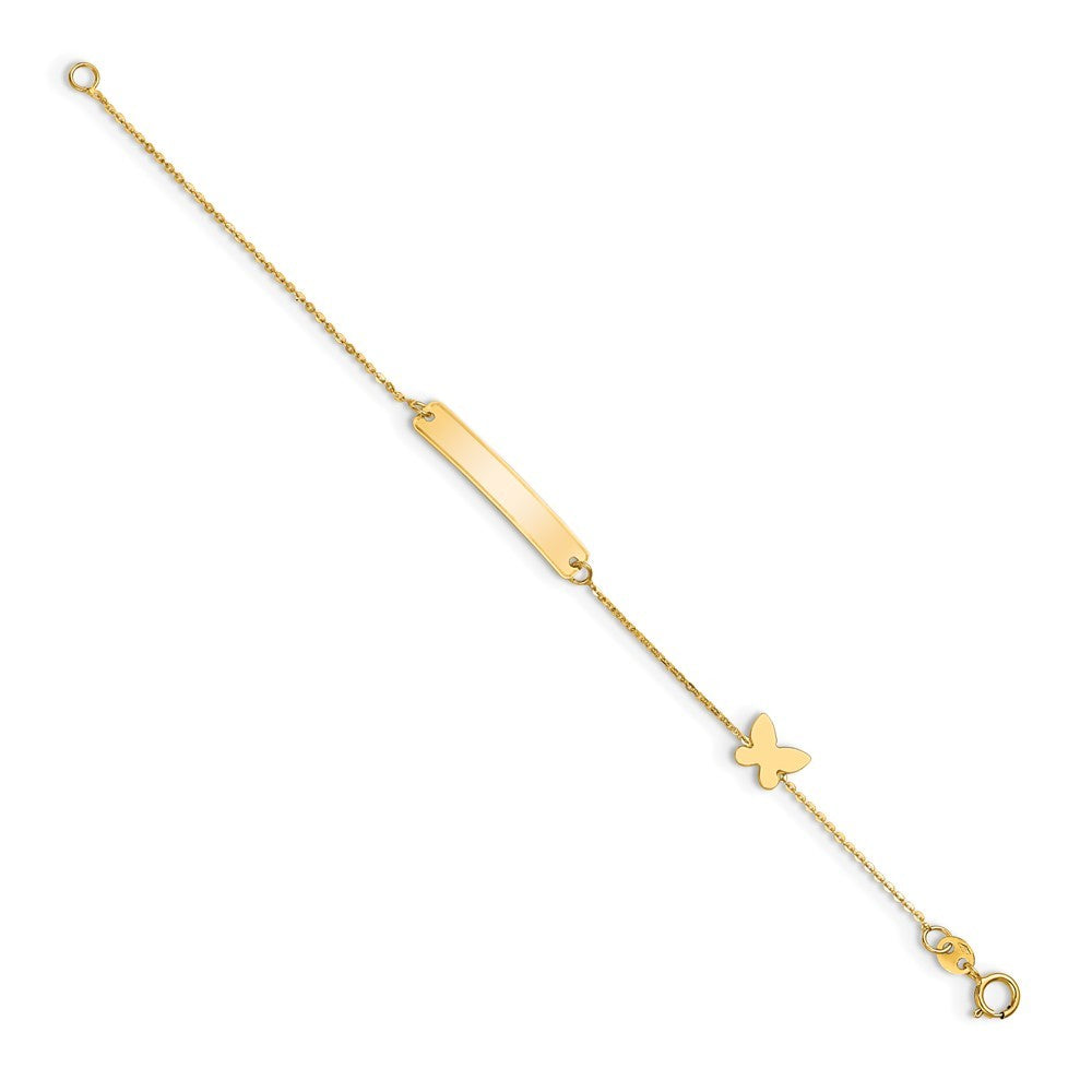 14k Yellow Gold Polished 5.5in Butterfly ID Bracelet