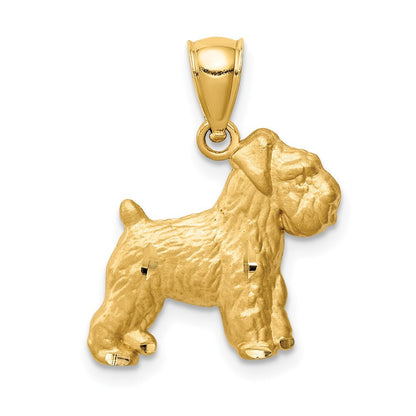 14k Yellow Gold Diamond-cut Mini Schnauzer Pendant for Women