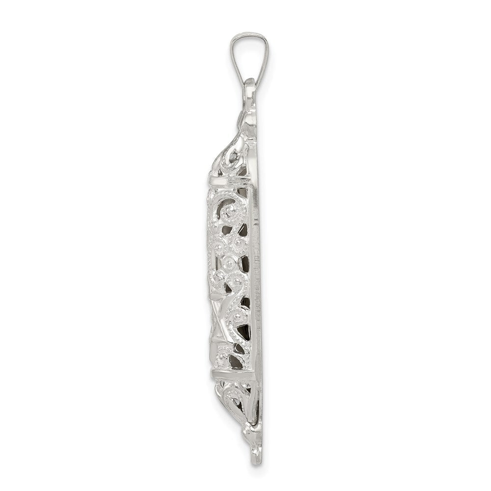 Sterling Silver Fancy Mezuzah Pendant Holiday Gift for Women