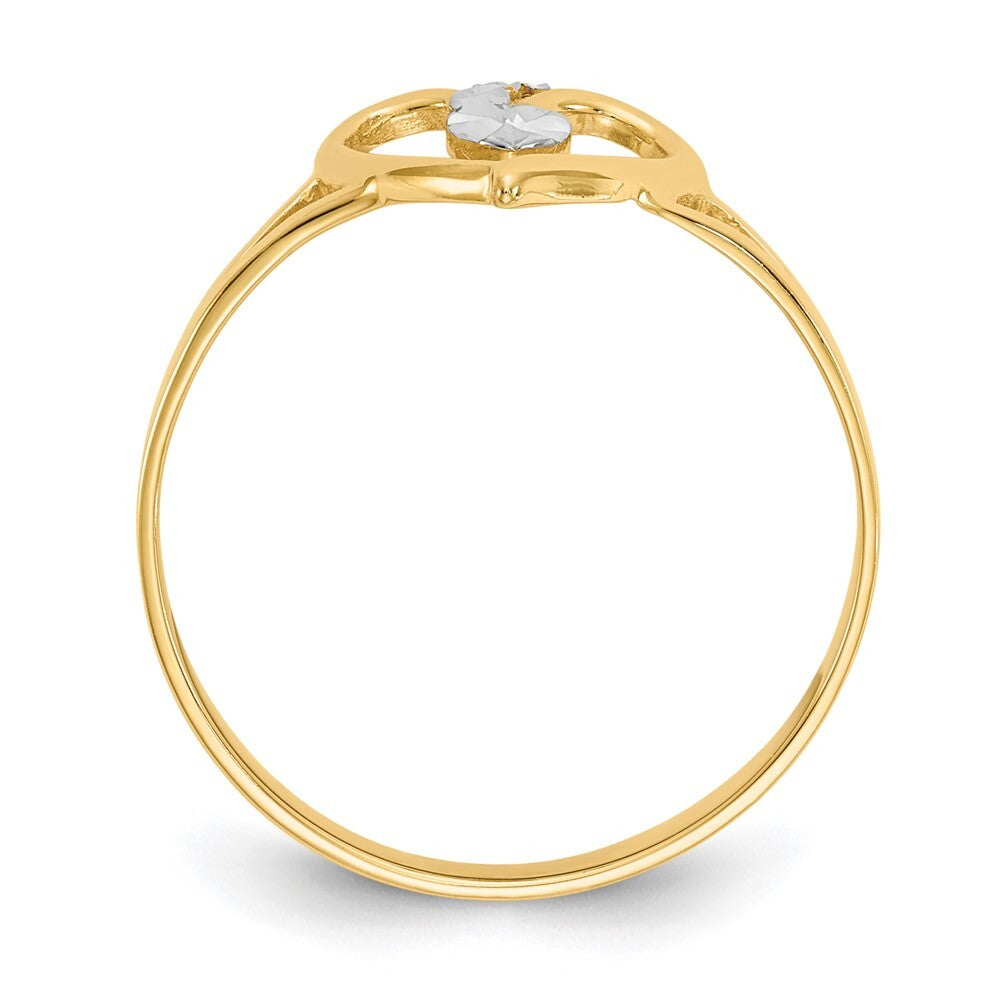 14K Yellow Gold and White Rhodium Polished Heart Ring