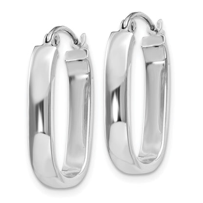 14k White Gold Polished Oval Tube Hoop Earrings Gift for Women