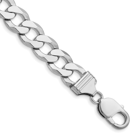 Sterling Silver Rhodium-plated 11.75mm Flat Curb Chain Bracelet