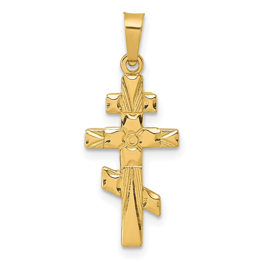 14k Yellow Gold Polished Eastern Orthodox Cross Pendant