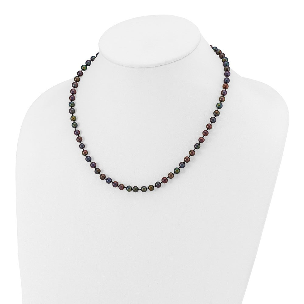 14k Yellow Gold 5-6mm Black Freshwater Cultured Pearl 16 inch Necklace