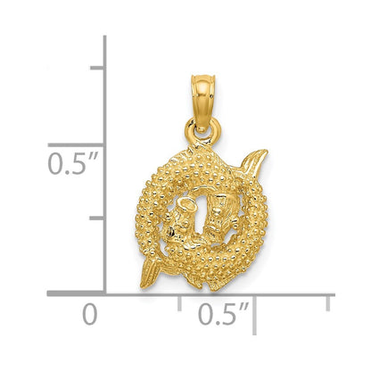 14k Yellow Gold 3-D Pisces Zodiac Charm