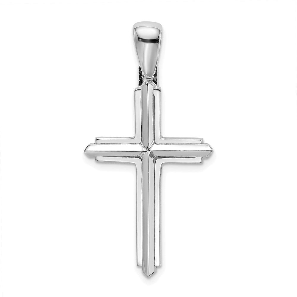 14k White Gold Polished Cross Charm Pendant