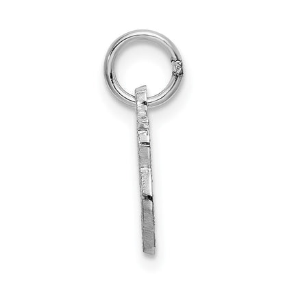 14K White White Gold Casted Script Letter B Initial Charm