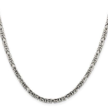 Sterling Silver 3.25mm Byzantine Chain Necklace