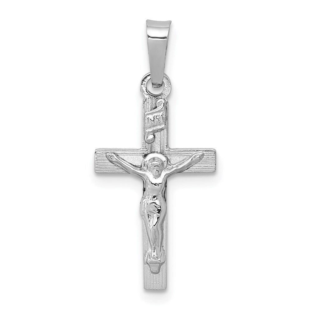 14k White Gold INRI Crucifix Charm Pendant for Women