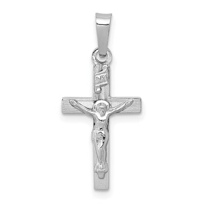 14k White Gold INRI Crucifix Charm Pendant for Women