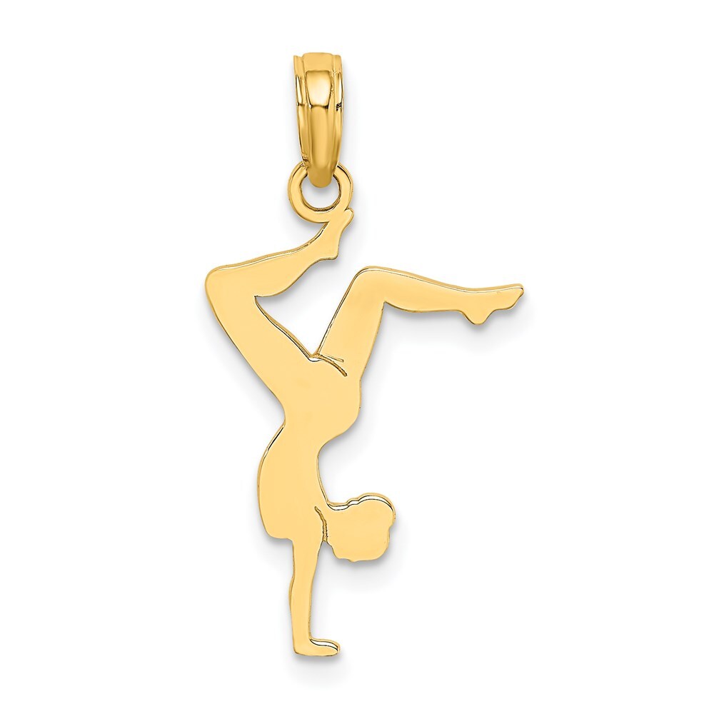 14k Yellow Gold Solid Polished Gymnast Charm Pendant for Women