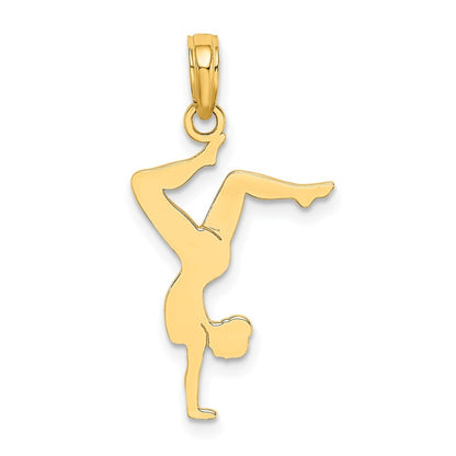 14k Yellow Gold Solid Polished Gymnast Charm Pendant for Women