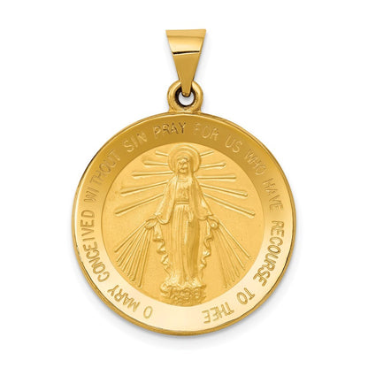 14k Yellow Gold Miraculous Medal Hollow Pendant