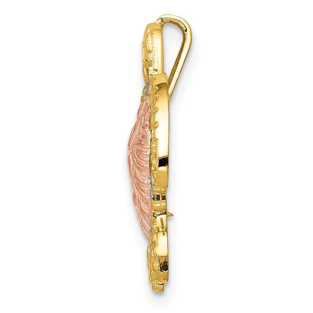 14k Two-tone Gold  White Rhodium Turtle Pendant Slide for Women