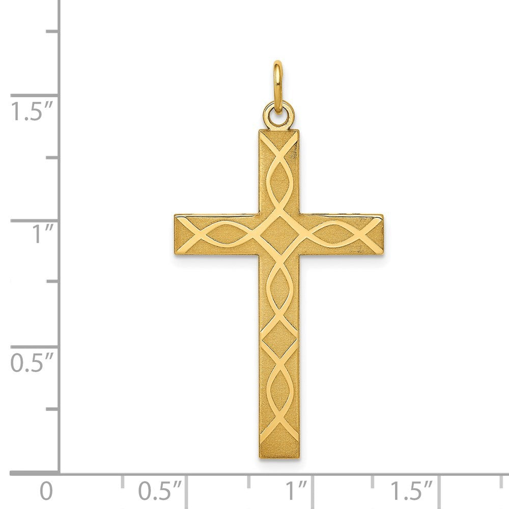 14k Yellow Gold Laser Designed Cross Pendant