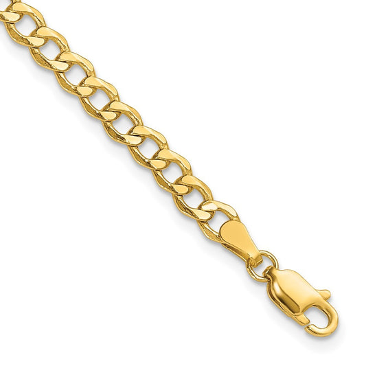 14k Yellow Gold 8 inch 4.3mm Semi-Solid Curb Bracelet