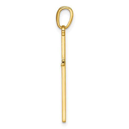 14k Yellow Gold 3-D and Polished Stick Cross Charm
