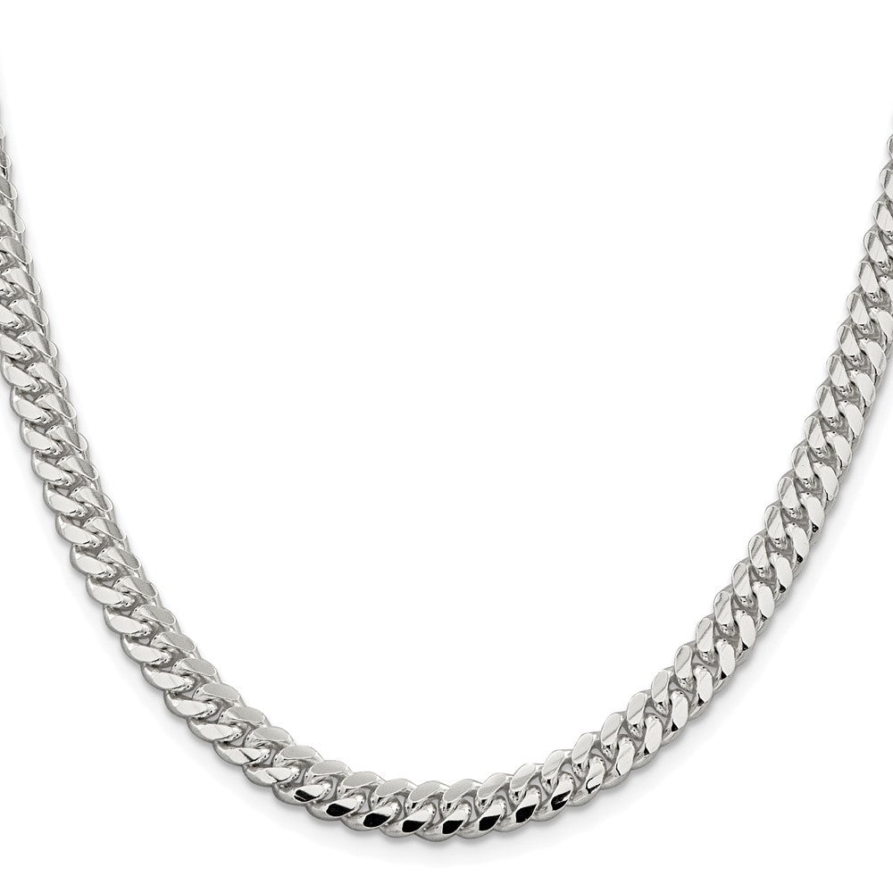 Sterling Silver Rhodium-plated 6.4mm Polished Domed Curb Chain Necklace