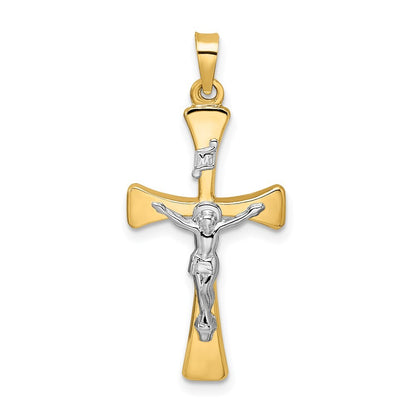 14k Two-tone Gold Polished Hollow INRI Crucifix Cross Pendant for Women