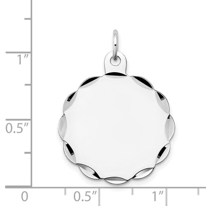 14k White Gold .018 Gauge Engraveable Scalloped Disc Charm Pendant for Women
