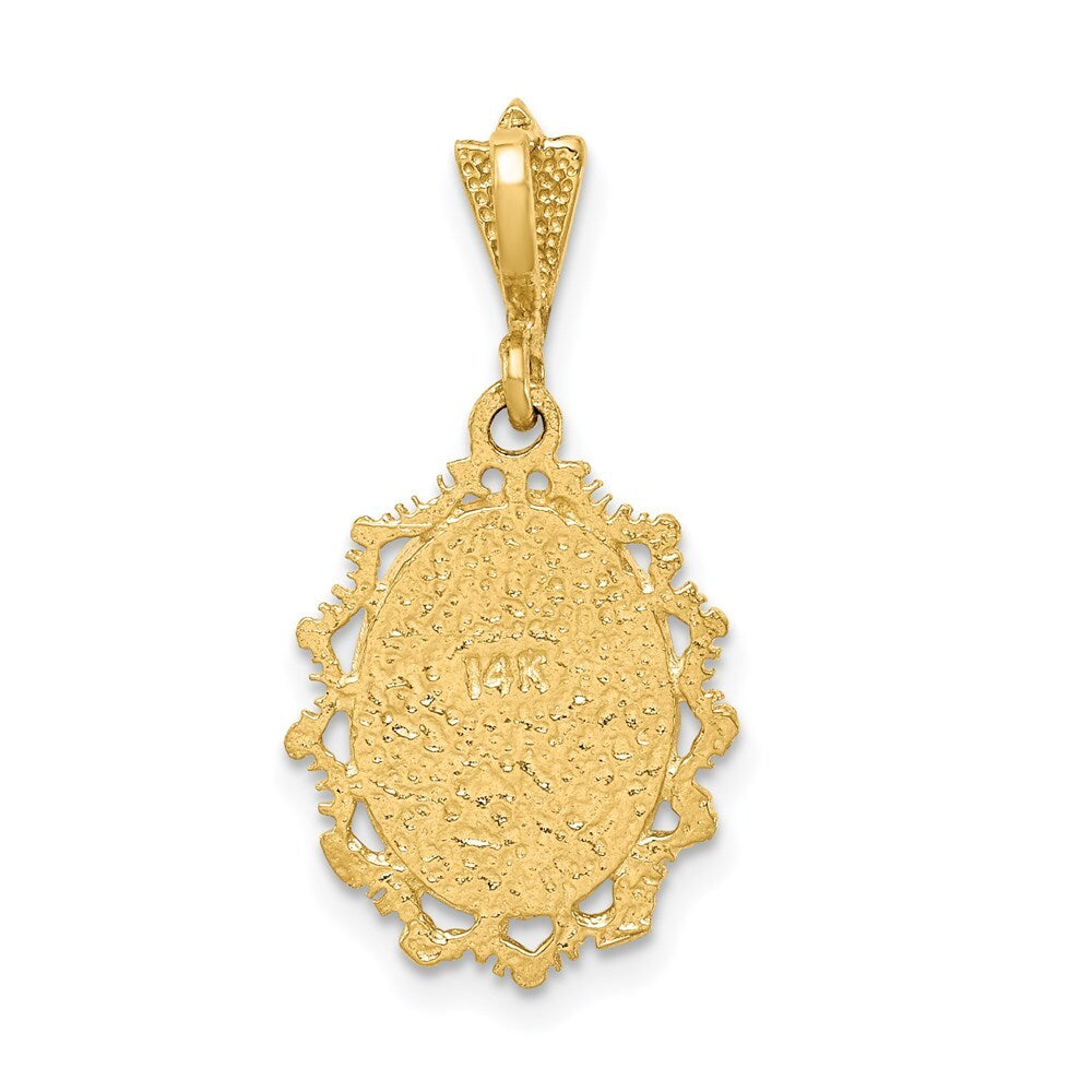 14k Two-tone Gold Polished St. Mary Medal Pendant for Women