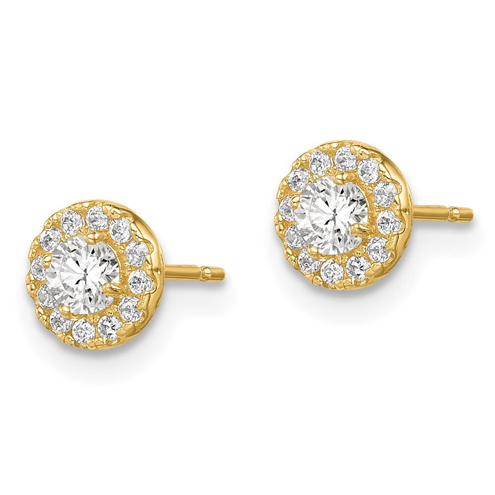 14k Yellow Gold Cubic Zirconia CircleEarrings Gift for Women