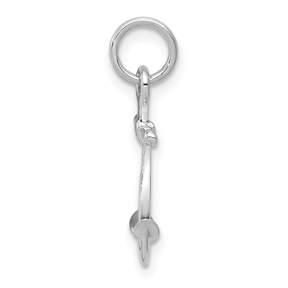14k White Gold Solid Polished 3-D Anchor Charm Pendant for Women
